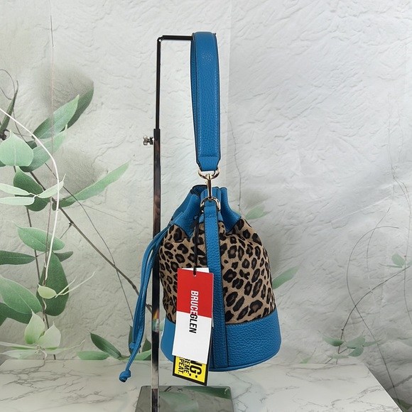 BruceGlen Leopard Bucket Bag Electric Sky Blue - Picture 3 of 16
